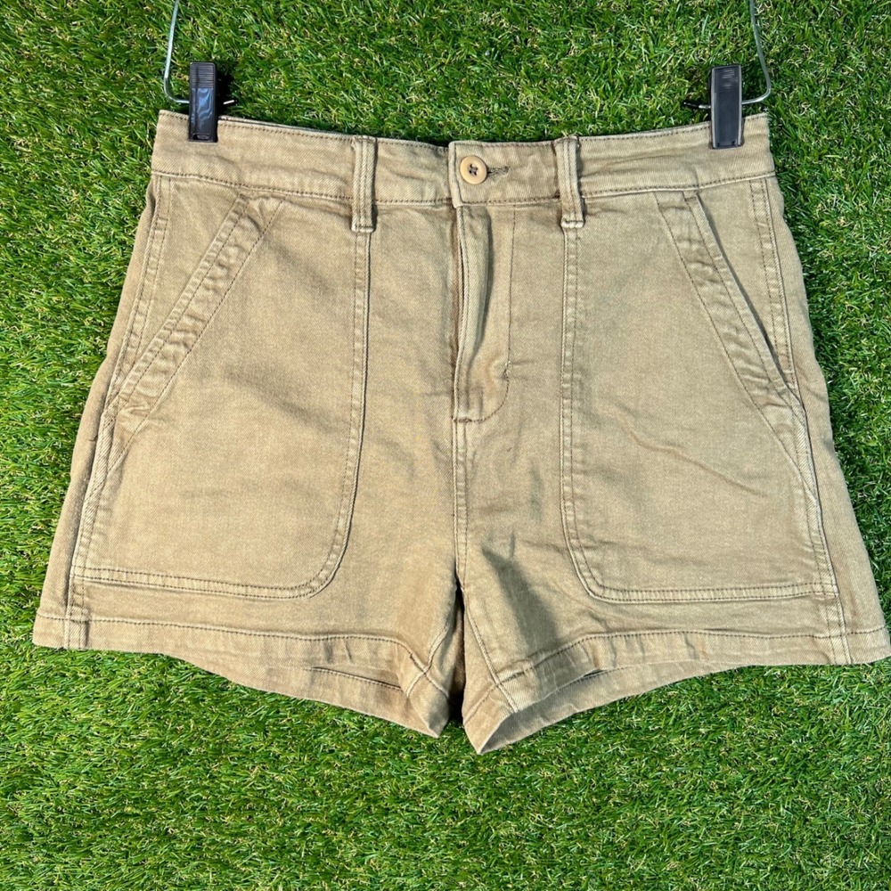 Dex Womens Khaki Tan Utility Shorts High Rise Size 29 Cotton Twill